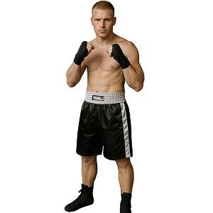 FIGHT-FIT - Boxing Shorts / Boxhosen / Long Cut / Schwarz-Weiss / XL