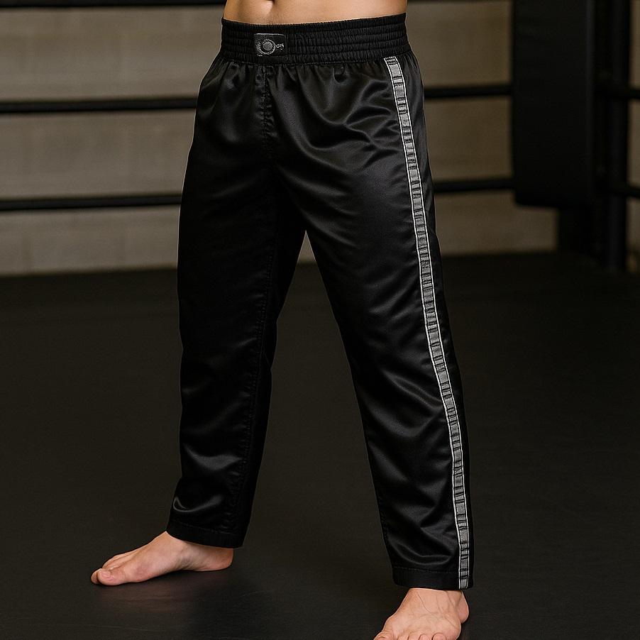 FIGHT-FIT - Kick-Boxing Hosen / Satin / Schwarz / XL