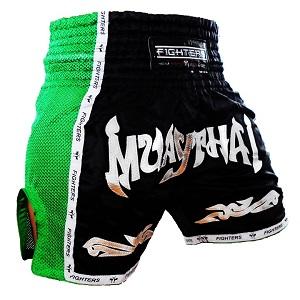 FIGHTERS - Thaibox Shorts / Elite Muay Thai / Schwarz-Grün / XL
